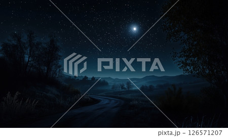 Night Sky Over A Landscape In Complete Shadow 126571207