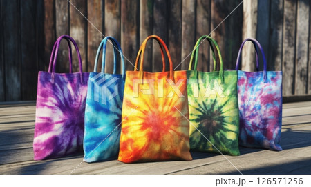 Tie-Dye Patterns On A Canvas Bag Tie-Dye Patterns On A Canvas Bag 126571256