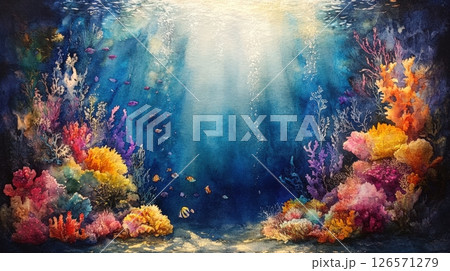 Undersea Watercolor Dry Brush Glazing 126571279
