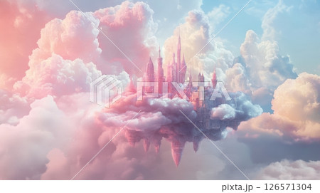 Whimsical Pastel Clouds Forming A Fantastical Castle Whimsical Pastel Clouds Forming A Fantastical Castle 126571304