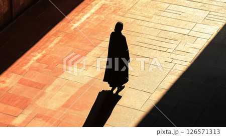 Woman Portrait With Long Shadow 126571313