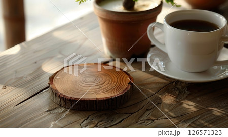 Wood Slice Used As A Coaster 126571323