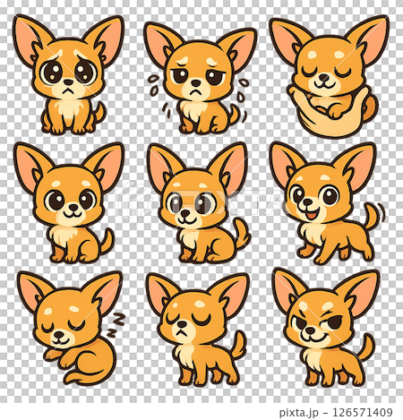 一組可愛的吉娃娃 126571409