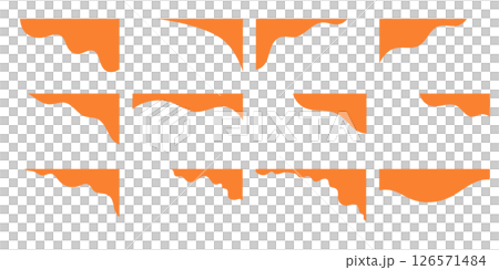 Abstract orange wave header designs with smooth and irregular curves. 126571484