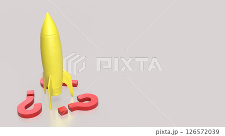 The Yellow rocket and red Question mark for startup concept 3d Rendering. 126572039