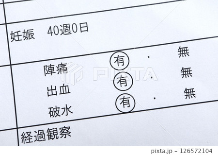 分娩時の母体の経過記録用紙 126572104