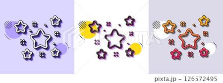 Stars line icon. Halftone dotted pattern. Gradient icon with grain shadow. Best ranking sign. Firework symbol. Line stars icon. Various designs. Vector 126572495
