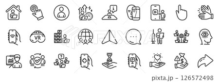 Hold heart, Face biometrics and Work home line icons pack. Share, Message, Paper plane icons. Approved teamwork, Phone video, Time hourglass web icon. Parking app, Cursor, Inventory pictogram. Vector 126572498