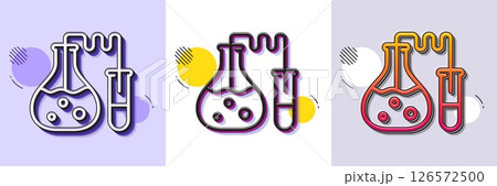 Chemistry lab line icon. Halftone dotted pattern. Gradient icon with grain shadow. Laboratory flask sign. Analysis symbol. Line chemistry lab icon. Various designs. Vector 126572500