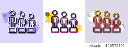 Equality line icon. Halftone dotted pattern. Gradient icon with grain shadow. Equity culture sign. Gender diversity symbol. Line equality icon. Various designs. Vector 126572503