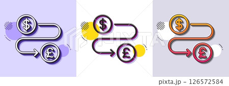 Money transfer line icon. Halftone dotted pattern. Gradient icon with grain shadow. Cash exchange sign. Dollar to Pound change symbol. Line money transfer icon. Various designs. Vector Money transfer line icon. Halftone dotted pattern. Gradient icon with grain shadow. Cash exchange sign. Dollar to Pound change symbol. Line money transfer icon. Various designs. Vector 126572584