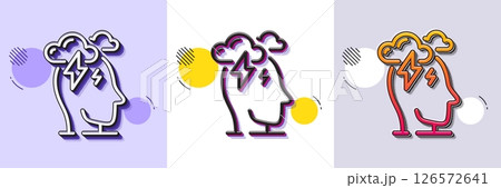 Stress line icon. Halftone dotted pattern. Gradient icon with grain shadow. Anxiety depression sign. Mental health symbol. Line stress icon. Various designs. Vector 126572641
