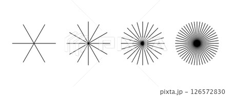 Straight radial lines. Set of sun rays icons...のイラスト素材 [126572830] - PIXTA