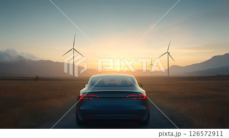 electric car on the road electric car on the road 126572911