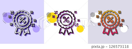 Discount award line icon. Halftone dotted pattern. Gradient icon with grain shadow. Sale shopping medal sign. Clearance symbol. Line discount icon. Various designs. Vector 126573118