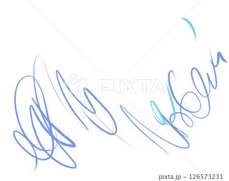 青いクレヨンのような細い手描きあしらいライン 126573231