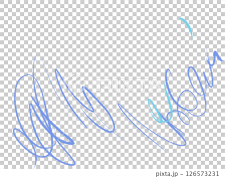 Thin, hand-drawn lines resembling blue crayons 126573231
