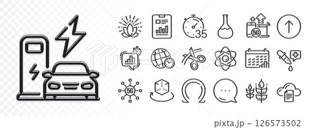 Statistics timer, Calendar graph and Augmented reality line icons for web app. Glare of light effect. Message icon. Pack of Charging station, Scissors, Gluten free pictogram icons. Vector 126573502