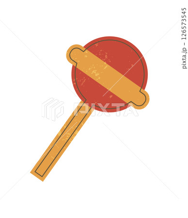 Bold retro circle sticker. Flat abstract shape with grunge texture. This graphic element highlights brutalism and y2k styles, ideal for modern projects and contemporary designs. 126573545