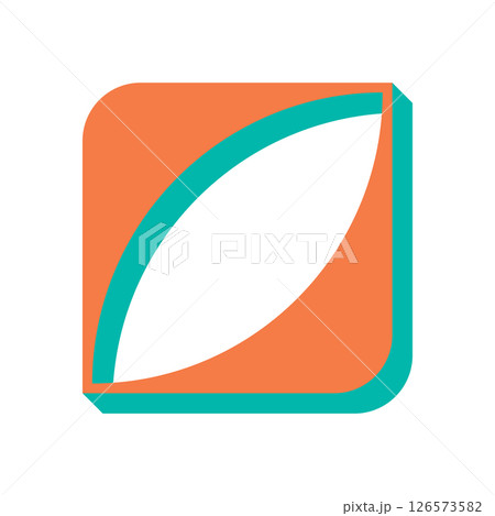 Modern abstract shape icon. A flat, brutalist symbol and figure, defined by its unique form and shadow. This contemporary element of design showcases a bold geometric aesthetic, perfect for various 126573582