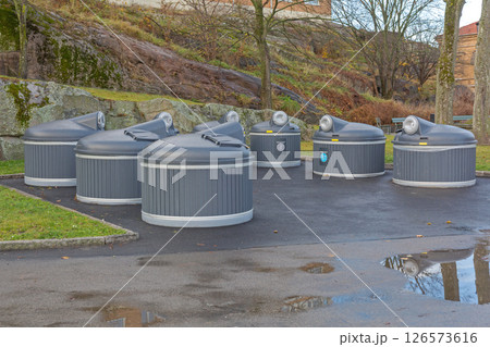 Sorting Recycling Bins Sweden Sorting Recycling Bins Sweden 126573616