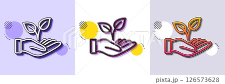 Helping hand line icon. Halftone dotted pattern. Gradient icon with grain shadow. Charity gesture sign. Startup plant symbol. Line helping hand icon. Various designs. Vector Helping hand line icon. Halftone dotted pattern. Gradient icon with grain shadow. Charity gesture sign. Startup plant symbol. Line helping hand icon. Various designs. Vector 126573628