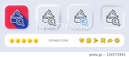 Collagen skin line icon. Neumorphic, Flat shadow, 3d buttons. Cream care sign. Cosmetic lotion symbol. Line collagen skin icon. Social media icons. Vector 126573941