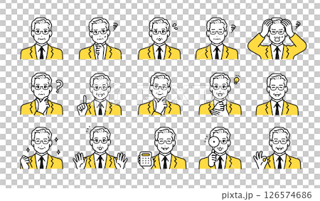 高級男性管理人員的面部表情圖示集 126574686