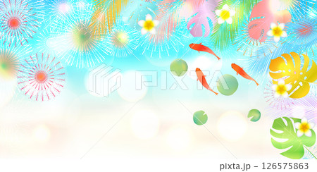 金魚　夏　水彩　和柄　背景 126575863