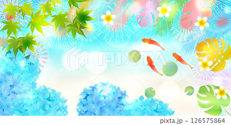 金魚　夏　水彩　和柄　背景 126575864
