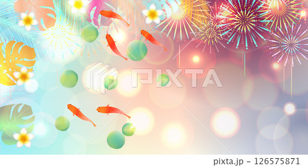 金魚　夏　水彩　和柄　背景 126575871