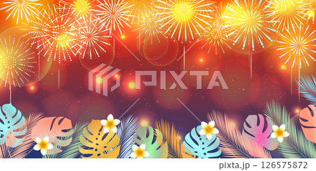 花火　夏　水彩　和柄　背景 126575872