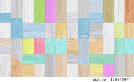 Abstract colorful geometric wooden block mosaic pattern 126576974