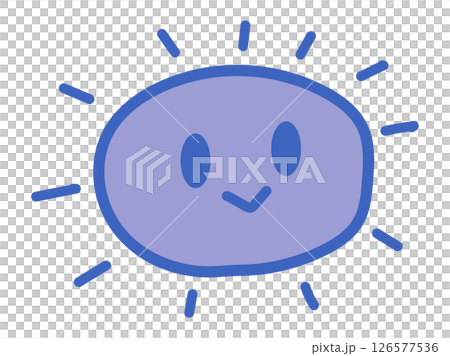 Smiling handwritten sun icon (blue) Smiling handwritten sun icon (blue) 126577536