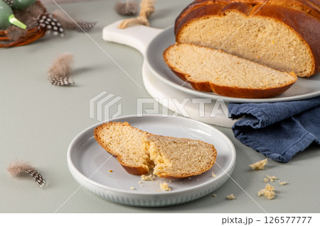 Festive Portuguese Easter bread slices Festive Portuguese Easter bread slices 126577777