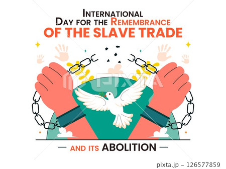 Vector Illustration for the International Day for the Remembrance of the Slave Trade and Its Abolition Featuring a Handcuff and a Dove in a Background Vector Illustration for the International Day for the Remembrance of the Slave Trade and Its Abolition Featuring a Handcuff and a Dove in a Background 126577859