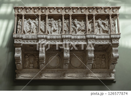 The Cantoria or Singing Gallery, Plaster cast of the cornice and columns. The Cantoria or Singing Gallery, Plaster cast of the cornice and columns. 126577874
