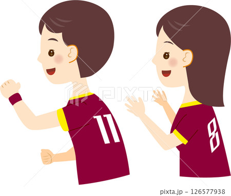 サッカーを応援する男女 サッカーを応援する男女 126577938