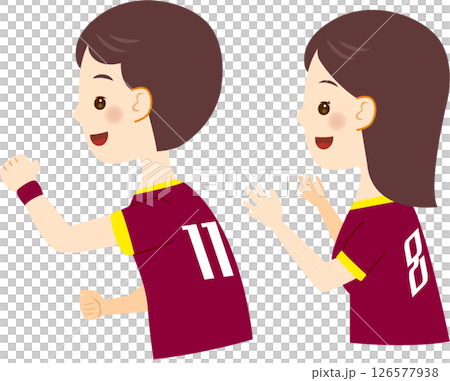 サッカーを応援する男女 サッカーを応援する男女 126577938