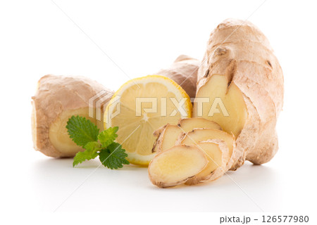 Ginger root on white 126577980