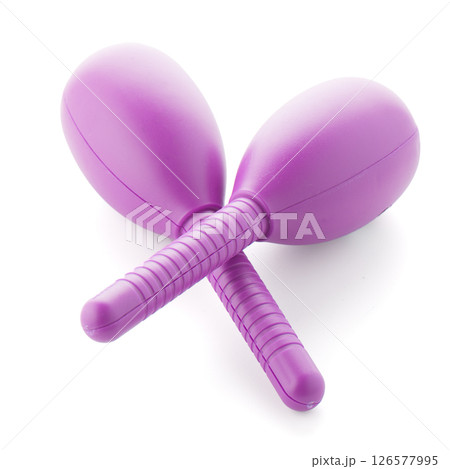 Pair of purple maracas 126577995