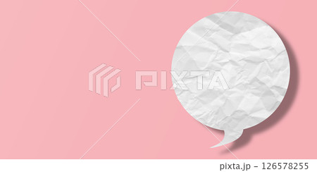 White crumpled speech bubble paper isolated on pink background White crumpled speech bubble paper isolated on pink background 126578255