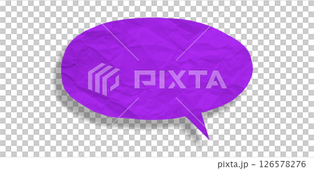 Purple speech bubble crumpled paper isolated on transparent background 126578276