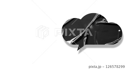 Black speech bubble crumpled paper isolated on transparent background 126578299