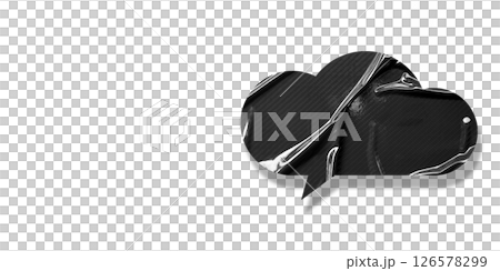 Black speech bubble crumpled paper isolated on transparent background 126578299