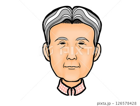 落ち着いた表情の高齢男性の似顔絵風イラスト 126578428