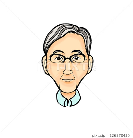 眼鏡をかけた落ち着いたシニア男性の似顔絵イラスト 眼鏡をかけた落ち着いたシニア男性の似顔絵イラスト 126578430