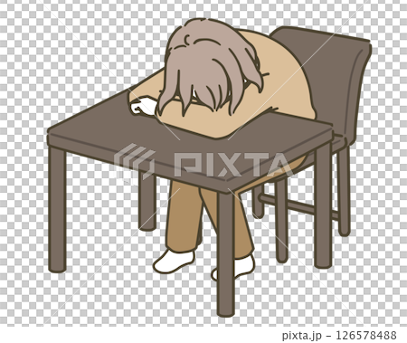 一名年輕女子（便衣）面朝下躺在桌上 126578488