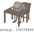 机に伏せる若い女性（スーツ） 126578494