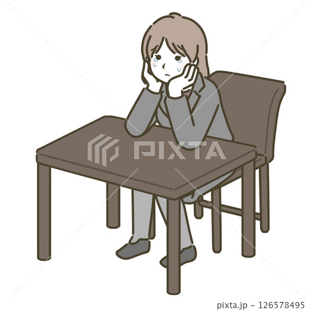 椅子に座って呆然とする若い女性（スーツ） 126578495